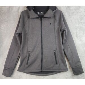 Under Armour ColdGear Jacket Womens Medium Gray Zip Up Hooded Activewear